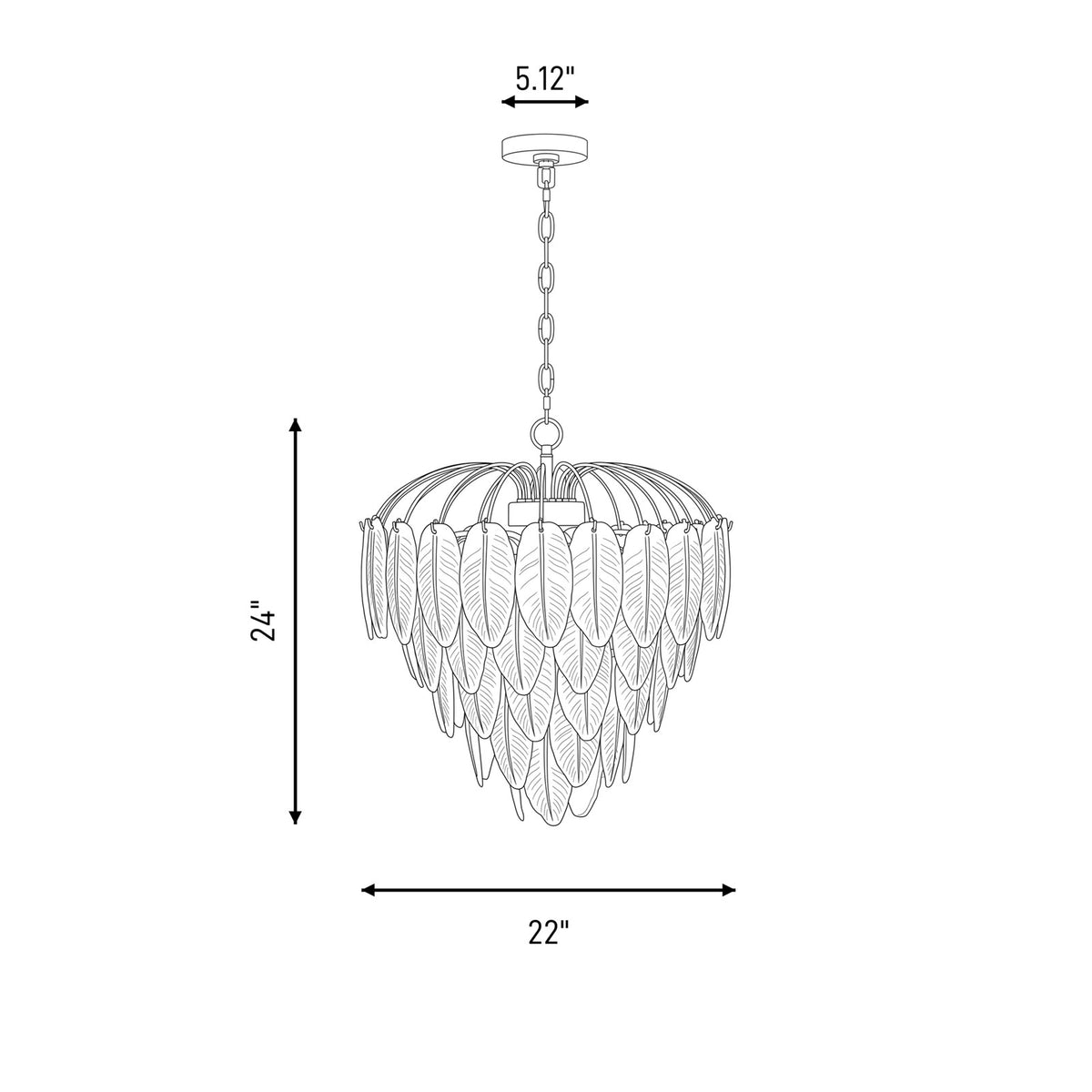 6 Light Chandelier, Warm Brass