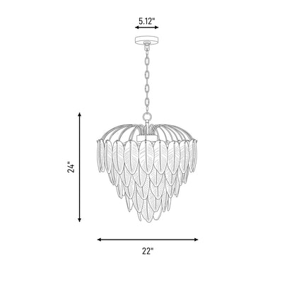 6 Light Chandelier, Warm Brass