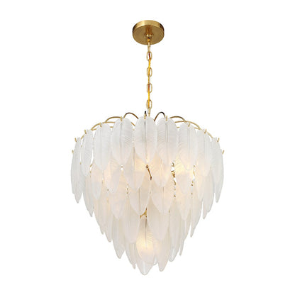 6 Light Chandelier, Warm Brass