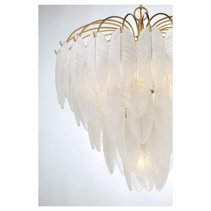 6 Light Chandelier, Warm Brass