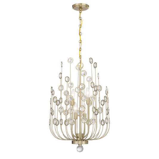 Savoy House Irina 4 Light Chandelier, Noble Brass