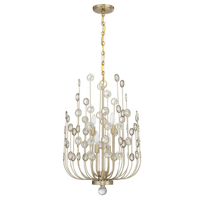 Savoy House Irina 4 Light Chandelier, Noble Brass
