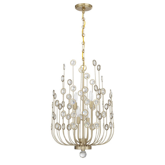 Savoy House Irina 4 Light Chandelier, Noble Brass