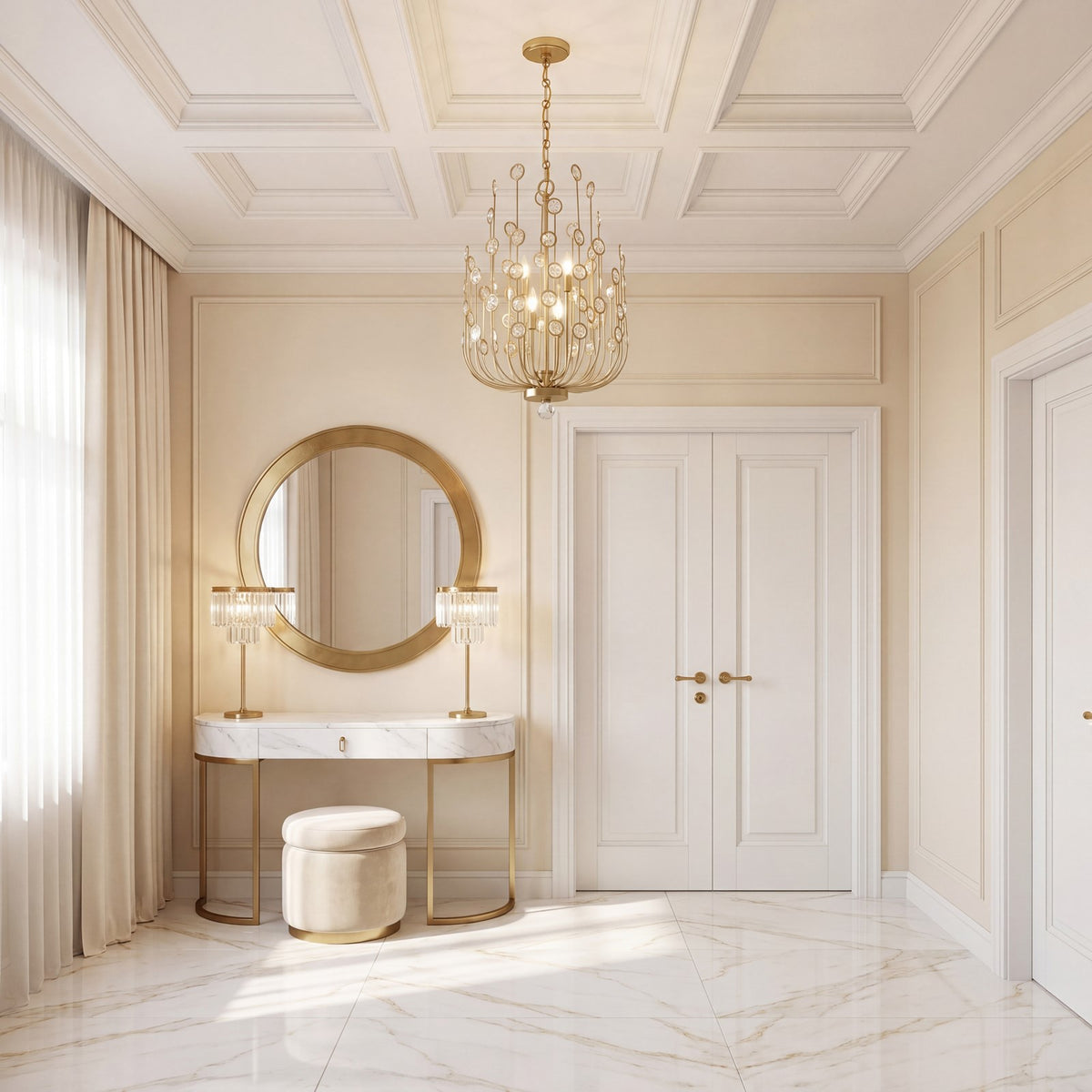 Savoy House Irina 4 Light Chandelier, Noble Brass