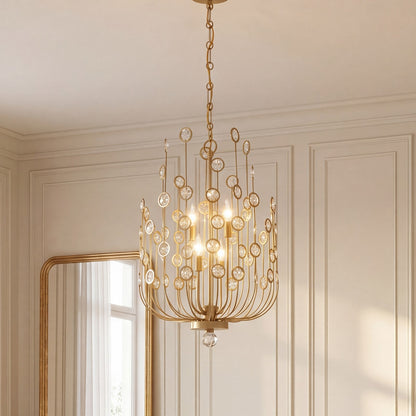 Savoy House Irina 4 Light Chandelier, Noble Brass