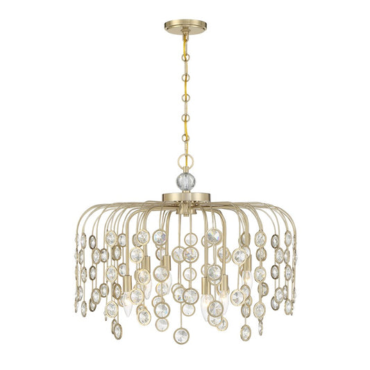 Savoy House Irina 6 Light Chandelier, Noble Brass