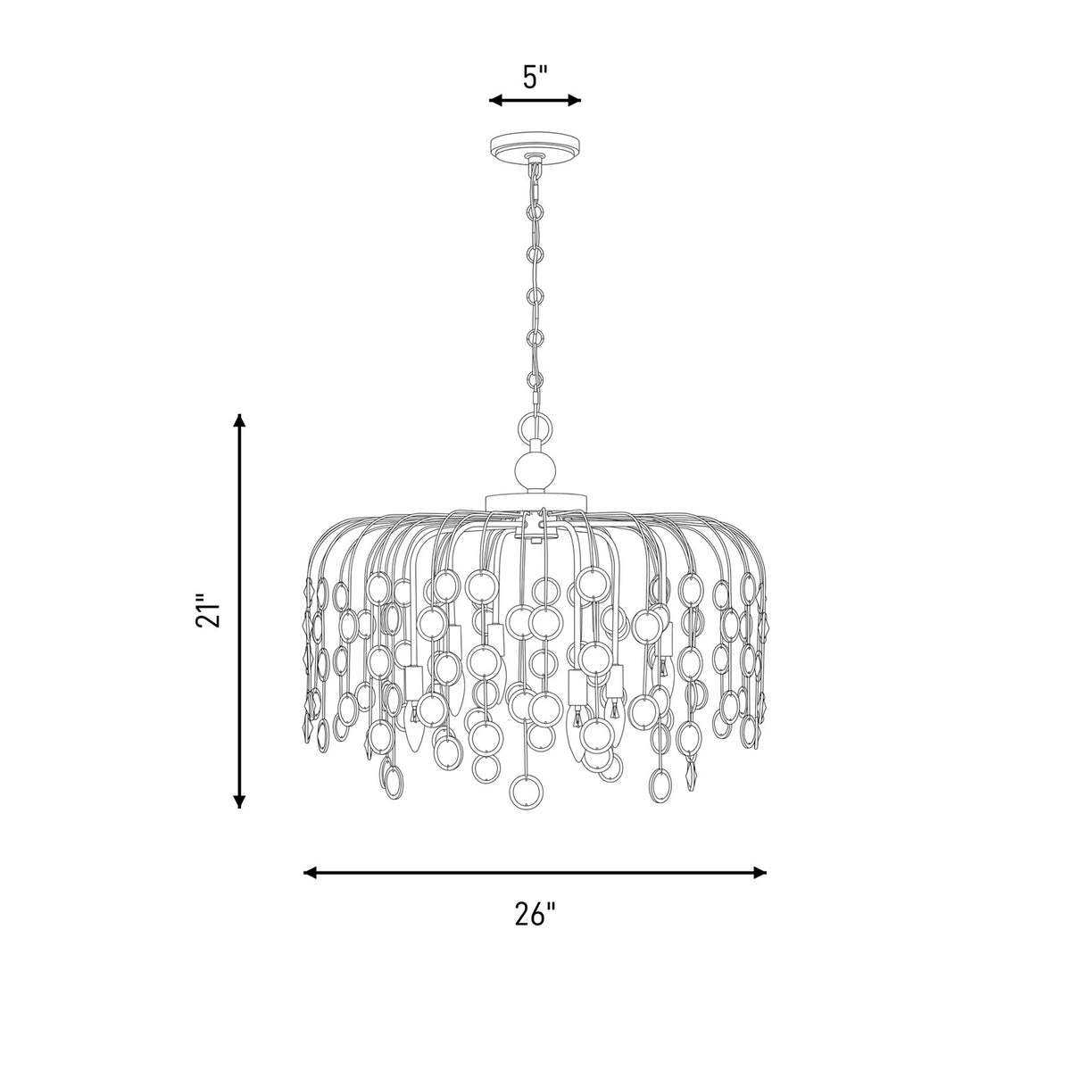 Savoy House Irina 6 Light Chandelier, Noble Brass