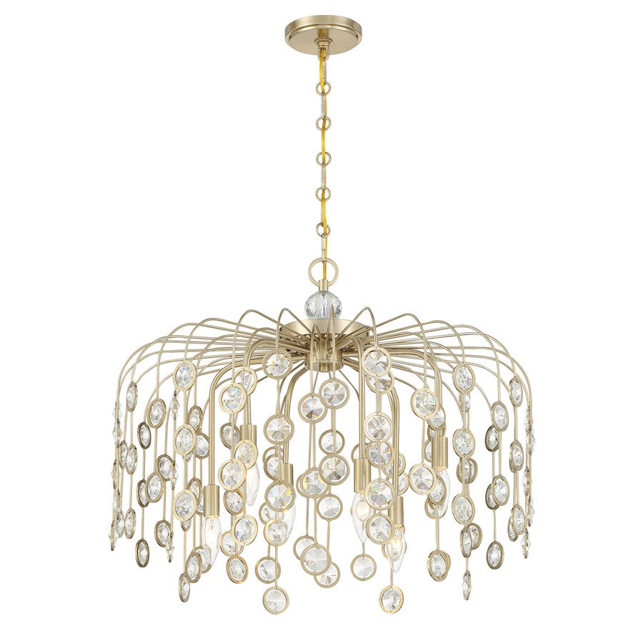 Savoy House Irina 6 Light Chandelier, Noble Brass