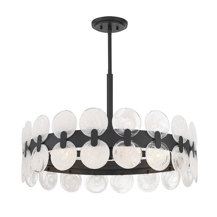 6 Light Chandelier, Matte Black