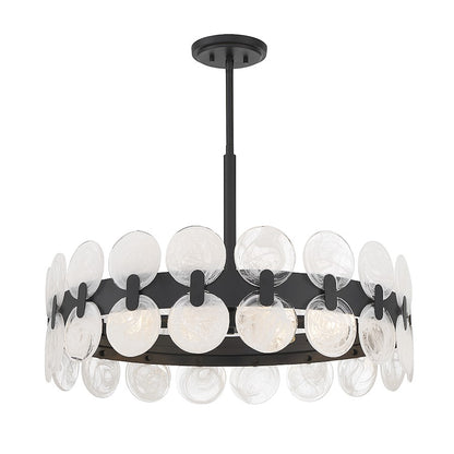 6 Light Chandelier, Matte Black