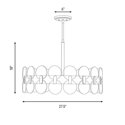 6 Light Chandelier, Matte Black