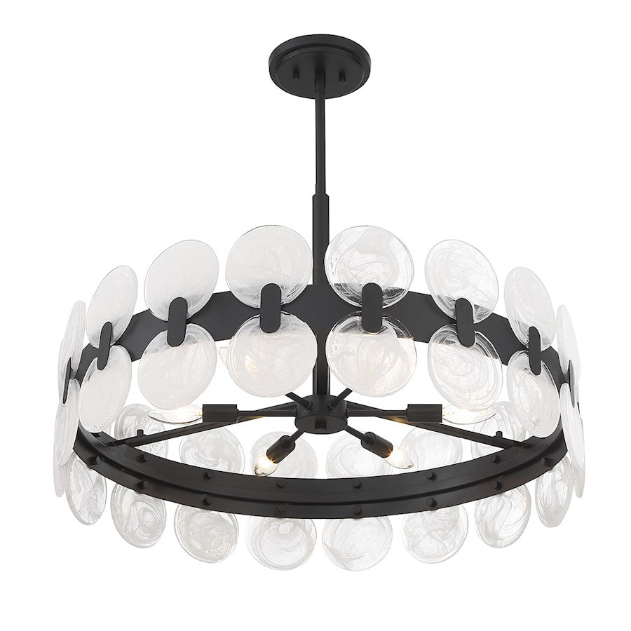 6 Light Chandelier, Matte Black