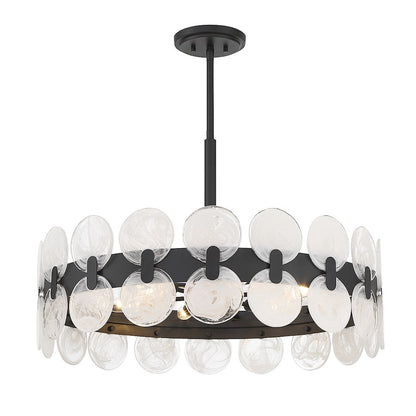 6 Light Chandelier, Matte Black