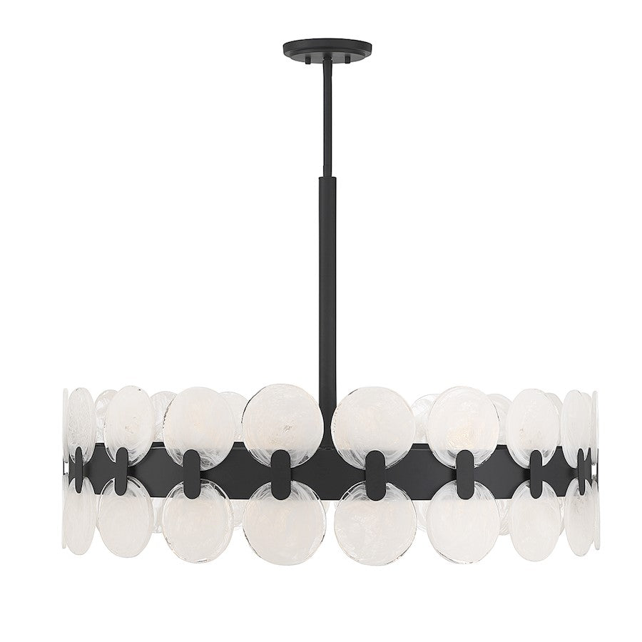 6 Light Chandelier, Matte Black