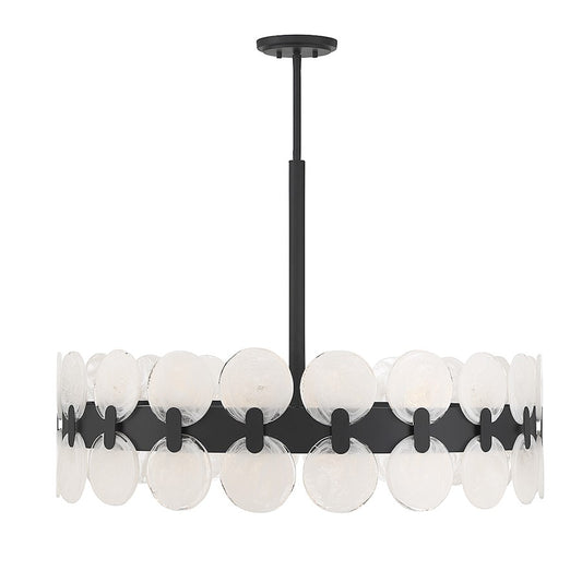 6 Light Chandelier, Matte Black