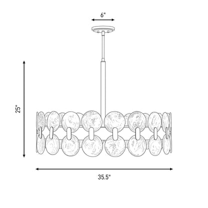 6 Light Chandelier, Matte Black