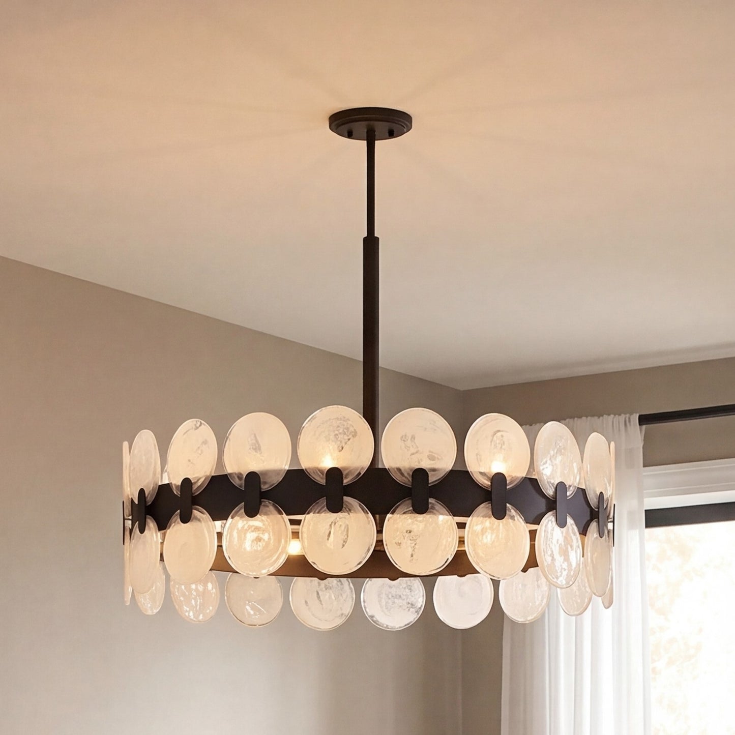 6 Light Chandelier, Matte Black