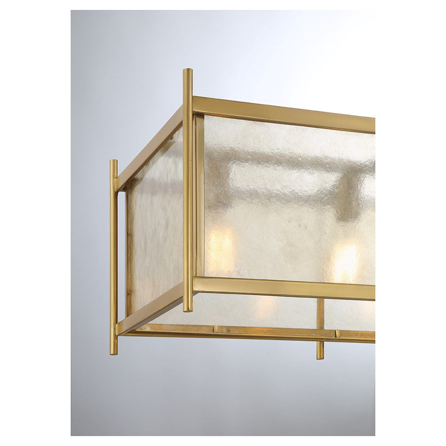 5 Light Linear Chandelier, Warm Brass