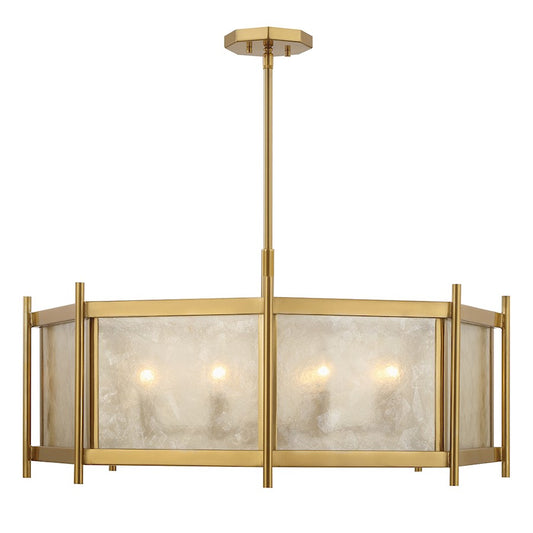 8 Light Chandelier, Warm Brass