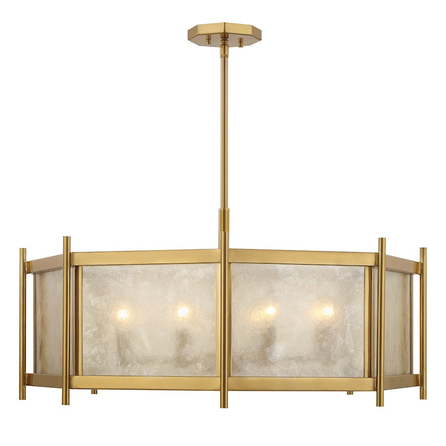8 Light Chandelier, Warm Brass