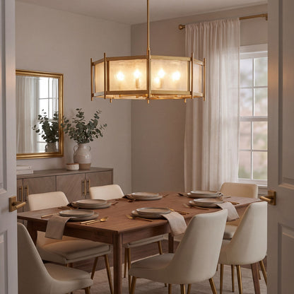 8 Light Chandelier, Warm Brass