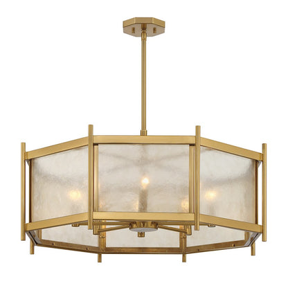 8 Light Chandelier, Warm Brass