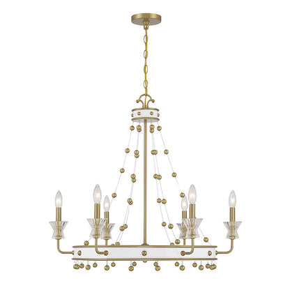 Savoy House Iris 6-Light Chandelier, White/Warm Brass Accents - 1-3804-6-142