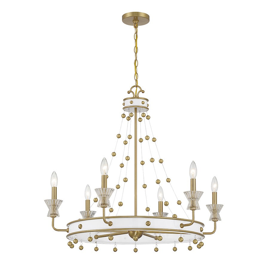 6 Light Chandelier, White