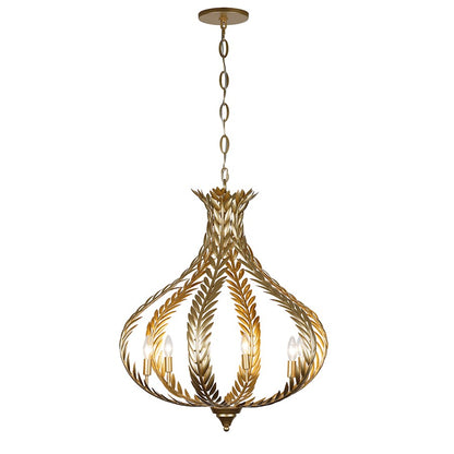 6 Light Chandelier, Grecian Gold