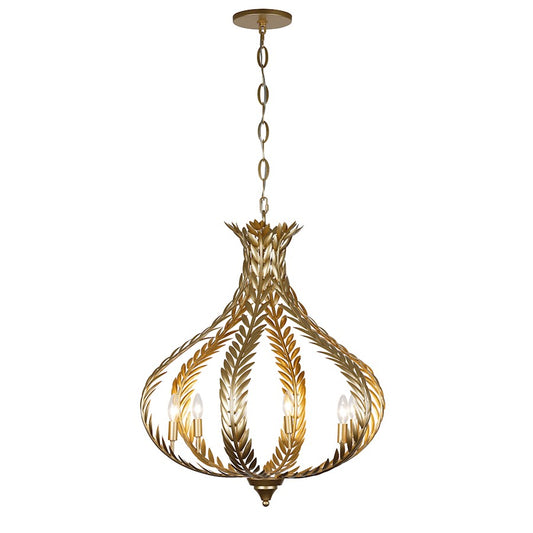 6 Light Chandelier, Grecian Gold