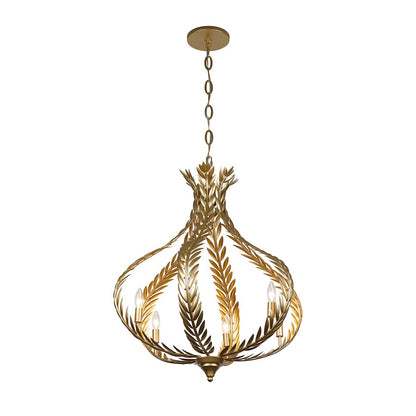 6 Light Chandelier, Grecian Gold