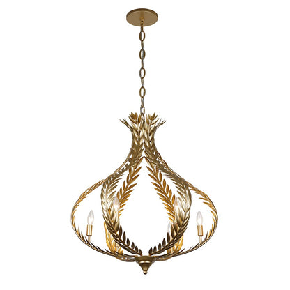 6 Light Chandelier, Grecian Gold