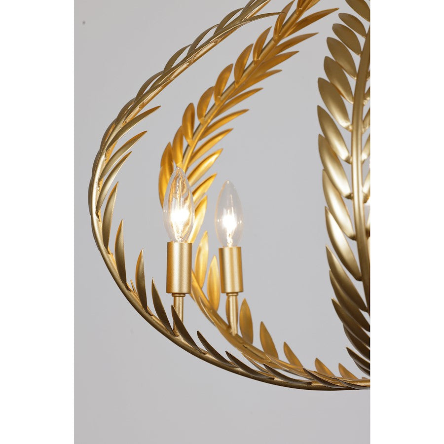 6 Light Chandelier, Grecian Gold