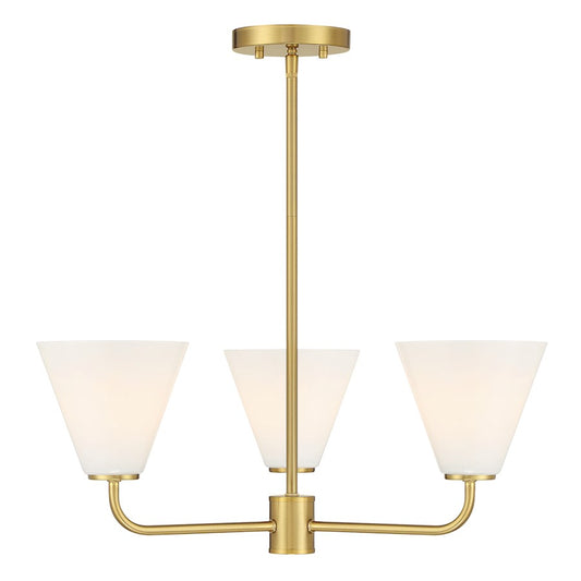 Savoy Essentials Blair 3 Light Chandelier, Warm Brass/Strie