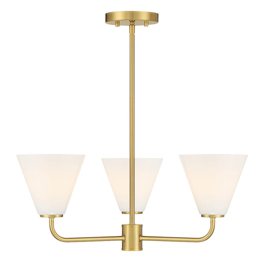 Savoy Essentials Blair 3 Light Chandelier, Warm Brass/Strie