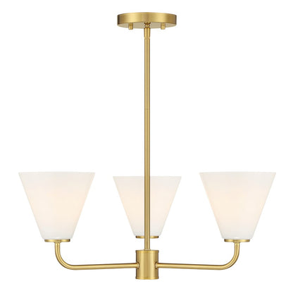 Savoy Essentials Blair 3 Light Chandelier, Warm Brass/Strie