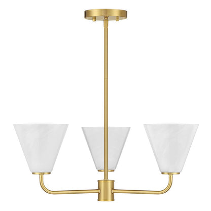 Savoy Essentials Blair 3 Light Chandelier, Warm Brass/Strie