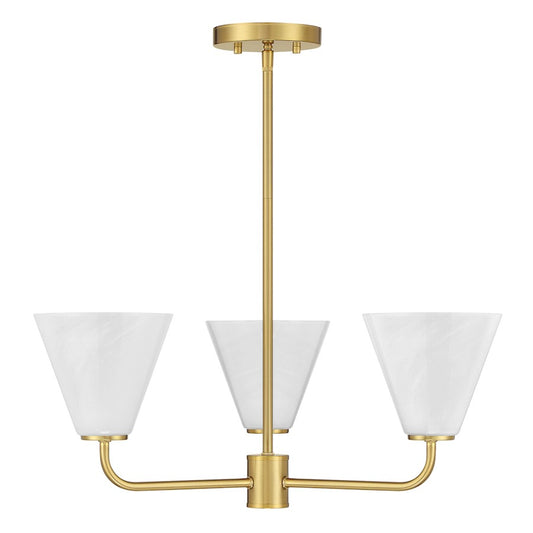 Savoy Essentials Blair 3 Light Chandelier, Warm Brass/Strie