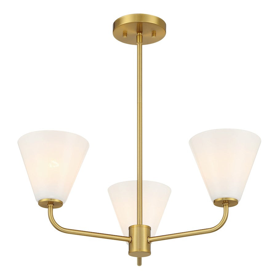 Savoy Essentials Blair 3 Light Chandelier, Warm Brass/Strie