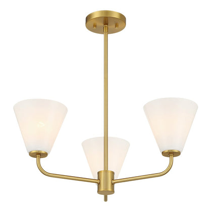 Savoy Essentials Blair 3 Light Chandelier, Warm Brass/Strie