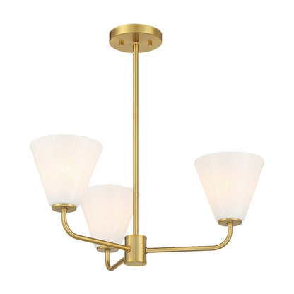 Savoy Essentials Blair 3 Light Chandelier, Warm Brass/Strie