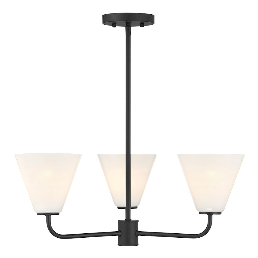Savoy Essentials Blair 3 Light Chandelier, Matte Black/Strie