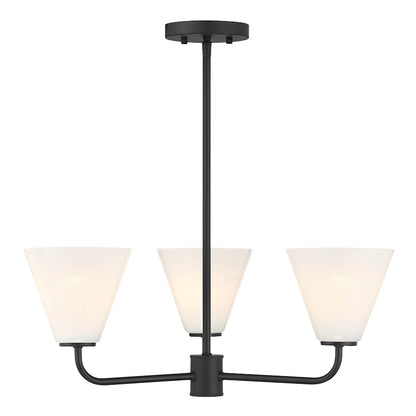 Savoy Essentials Blair 3 Light Chandelier, Matte Black/Strie