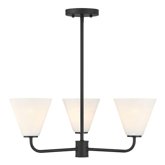 Savoy Essentials Blair 3 Light Chandelier, Matte Black/Strie