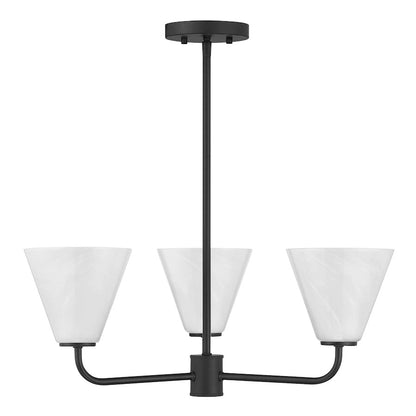 Savoy Essentials Blair 3 Light Chandelier, Matte Black/Strie