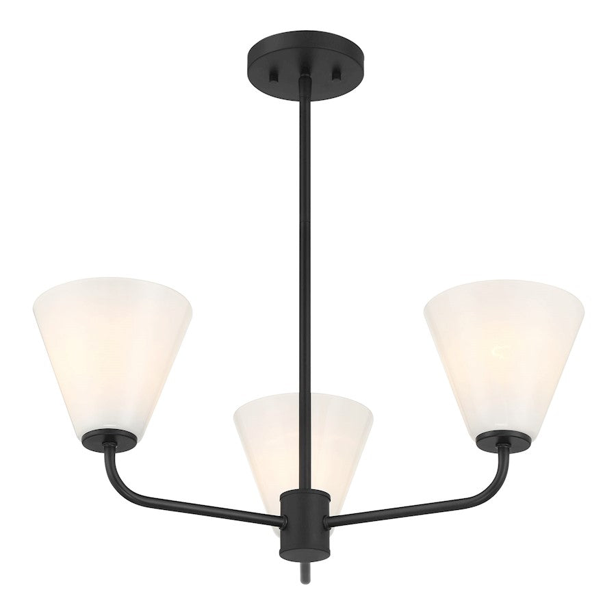 Savoy Essentials Blair 3 Light Chandelier, Matte Black/Strie