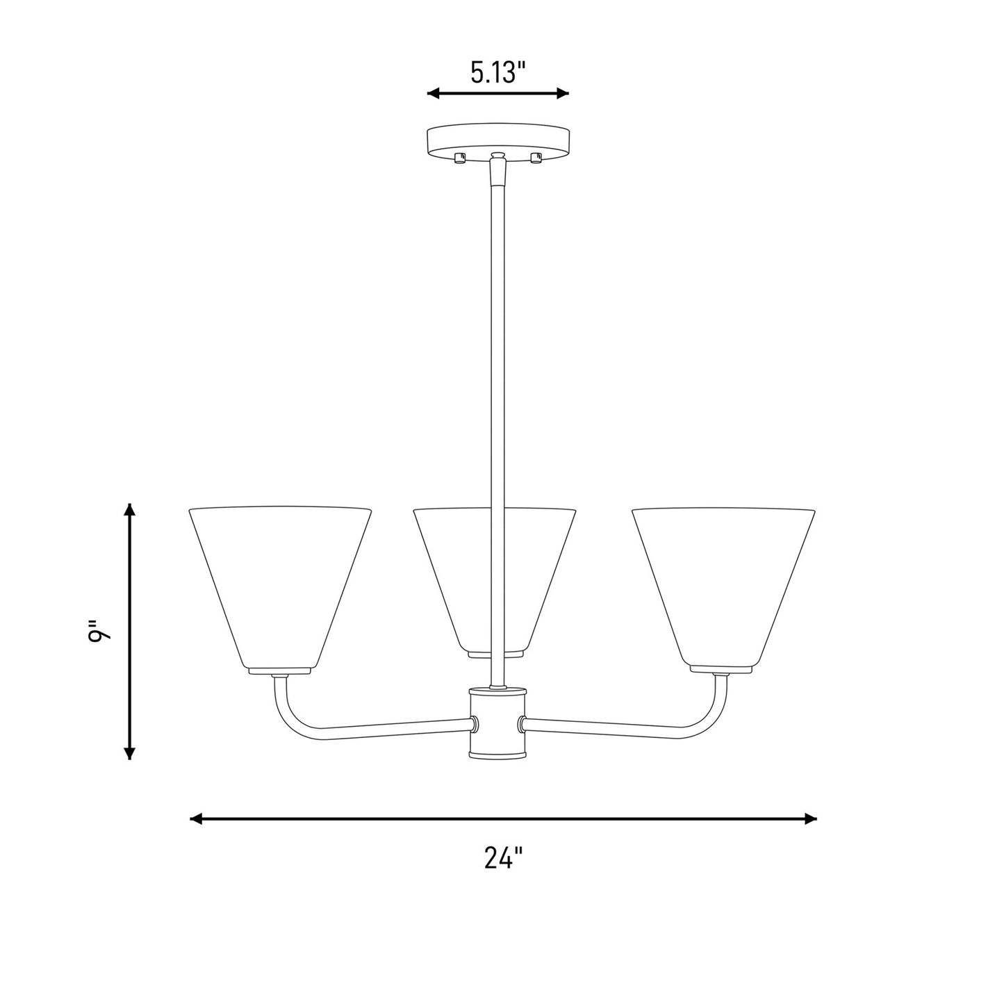 Savoy Essentials Blair 3 Light Chandelier, Matte Black/Strie