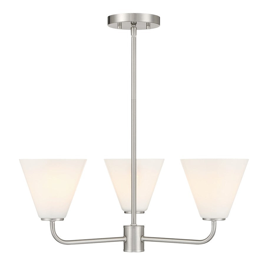 Savoy Essentials Blair 3 Light Chandelier, Satin Nickel/Strie