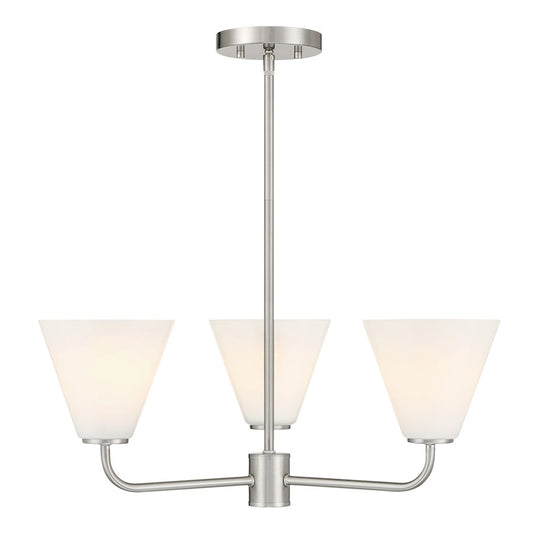 Savoy Essentials Blair 3 Light Chandelier, Satin Nickel/Strie