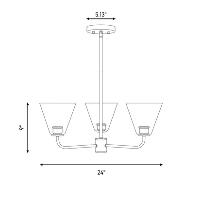 Savoy Essentials Blair 3 Light Chandelier, Satin Nickel/Strie